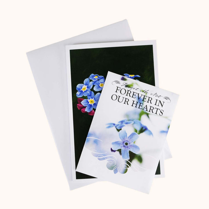 Sympathy card with forget me not flower seeds. 